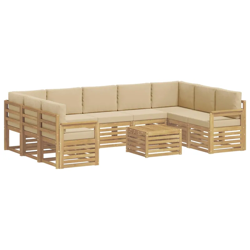 Lauko sofos komplektas 8 pcs Balta ir Bežė 59 x 59 x 37 cm