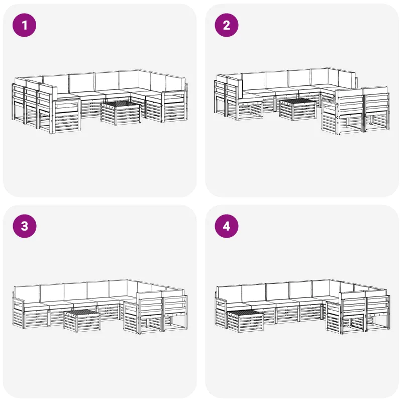 Lauko sofos komplektas 8 pcs Balta ir Bežė 59 x 59 x 37 cm