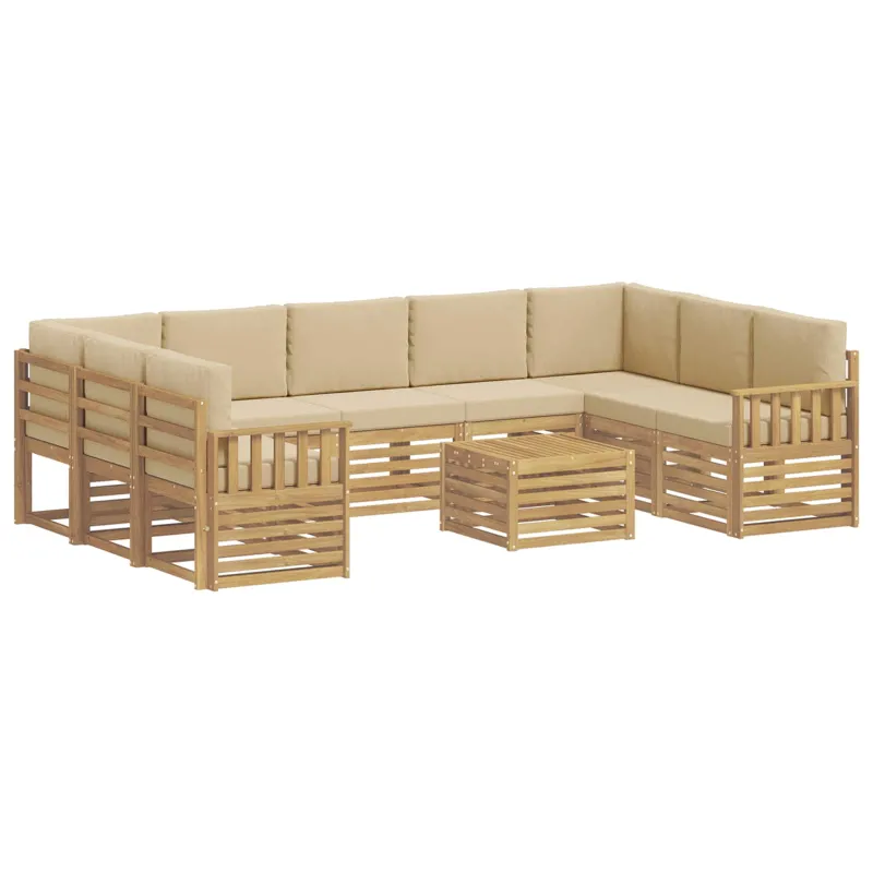 Lauko sofos komplektas 8 pcs Balta ir Bežė 59 x 59 x 37 cm