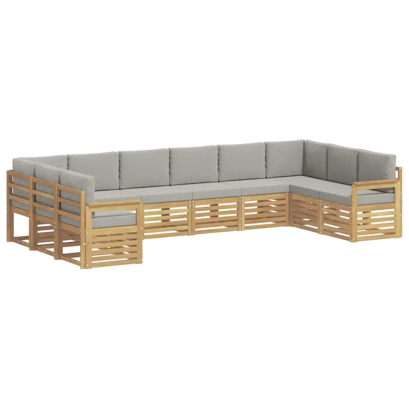 Lauko sofos komplektas 7 pcs Balta ir šviesiai pilka