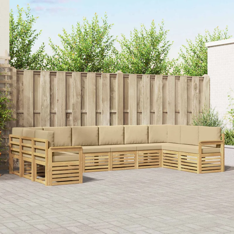 Lauko sofos komplektas 7 pcs Balta ir Bežė 363 x 187,5 x 73 cm