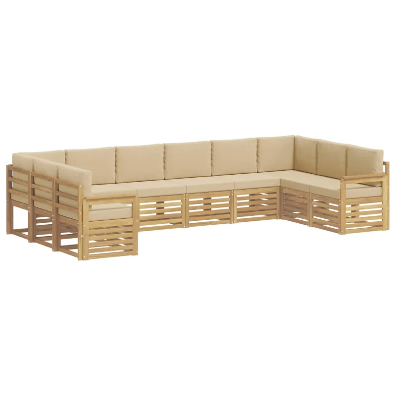 Lauko sofos komplektas 7 pcs Balta ir Bežė 363 x 187,5 x 73 cm