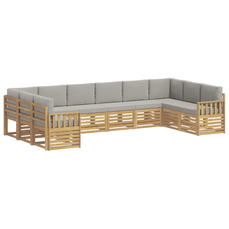 Lauko sofos komplektas 7 pcs Balta ir šviesiai pilka