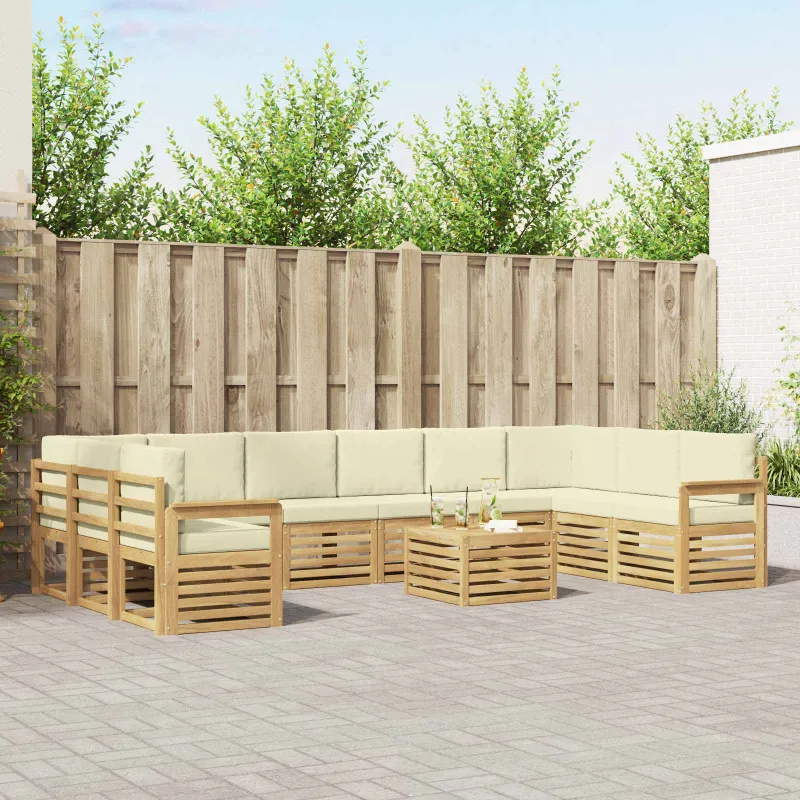 Lauko sofos komplektas 8 pcs Balta ir kreminė 59 x 59 x 37 cm