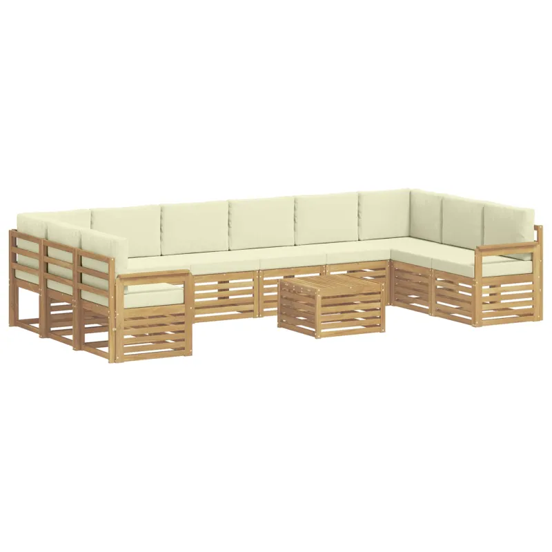 Lauko sofos komplektas 8 pcs Balta ir kreminė 59 x 59 x 37 cm