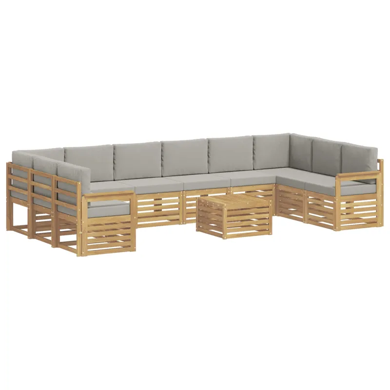 Lauko sofos komplektas 8 pcs Balta ir šviesiai pilka