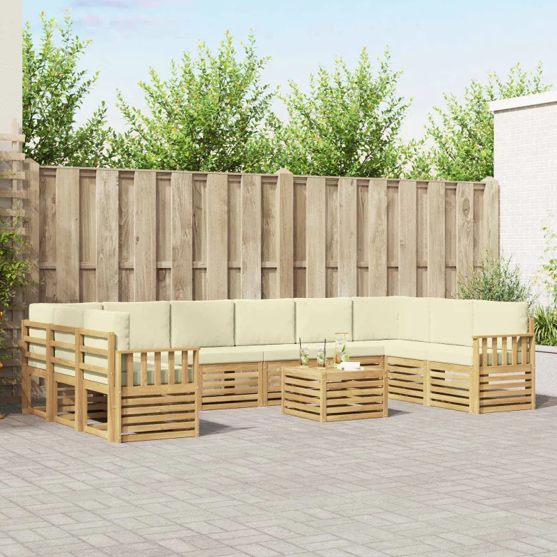 Lauko sofos komplektas 8 pcs Balta ir kreminė 59 x 59 x 37 cm