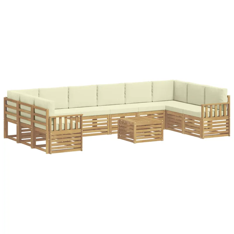 Lauko sofos komplektas 8 pcs Balta ir kreminė 59 x 59 x 37 cm