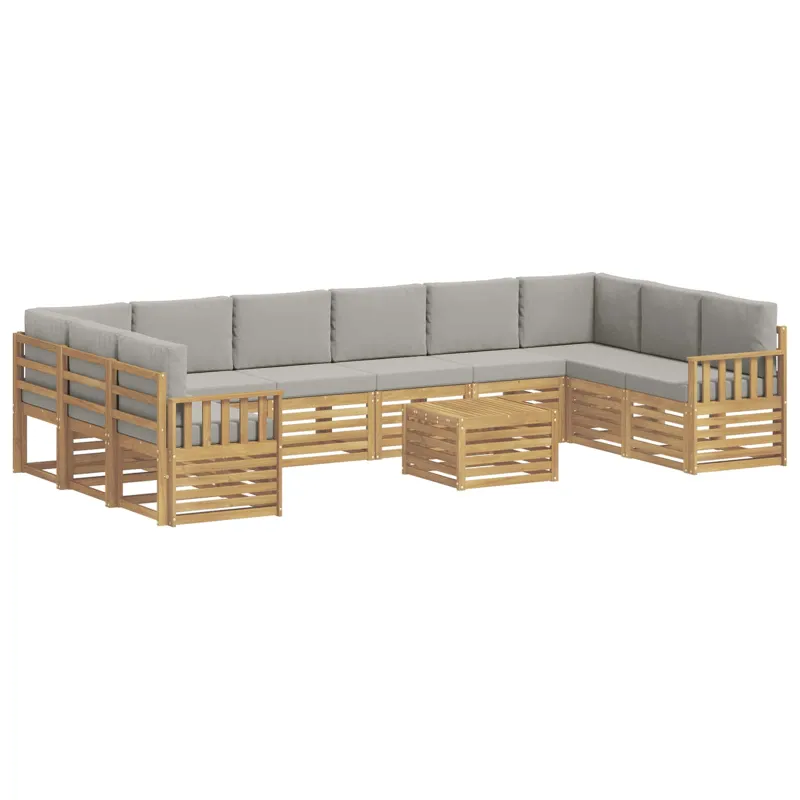 Lauko sofos komplektas 8 pcs Balta ir šviesiai pilka