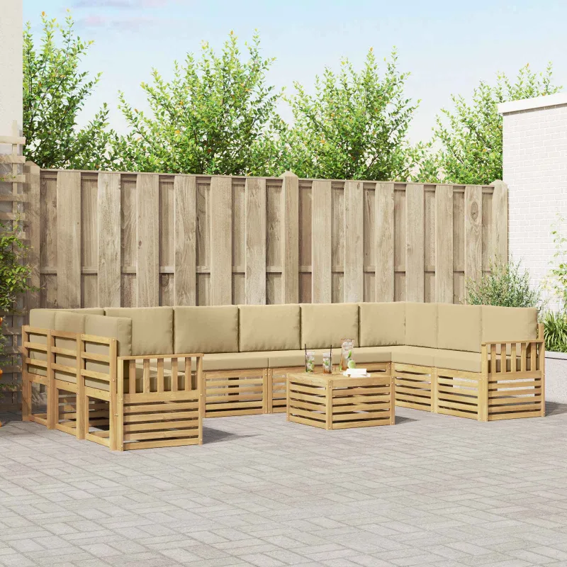Lauko sofos komplektas 8 pcs Balta ir Bežė 59 x 59 x 37 cm