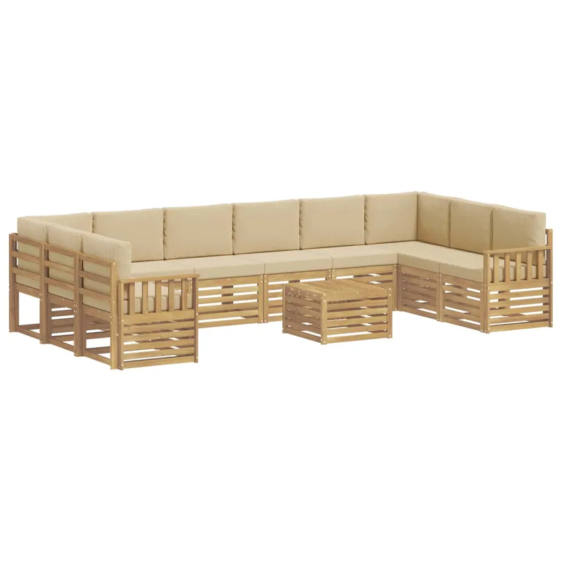 Lauko sofos komplektas 8 pcs Balta ir Bežė 59 x 59 x 37 cm