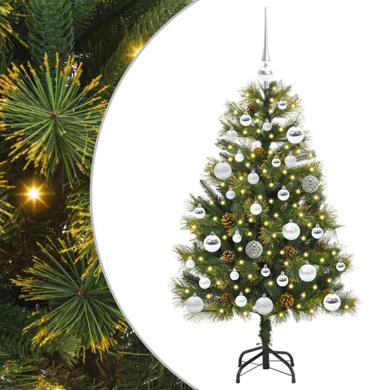 Dirbtinis sulankstomas kalėdų medis su kankorėžiais 120 cm
