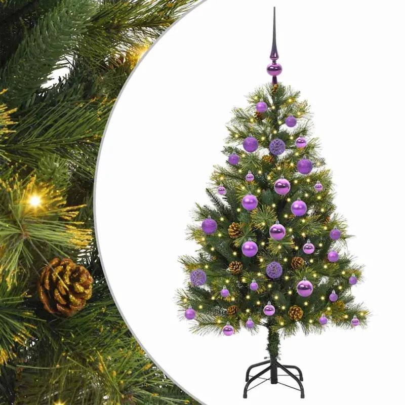 Dirbtinis sulankstomas kalėdų medis su kankorėžiais 120 cm