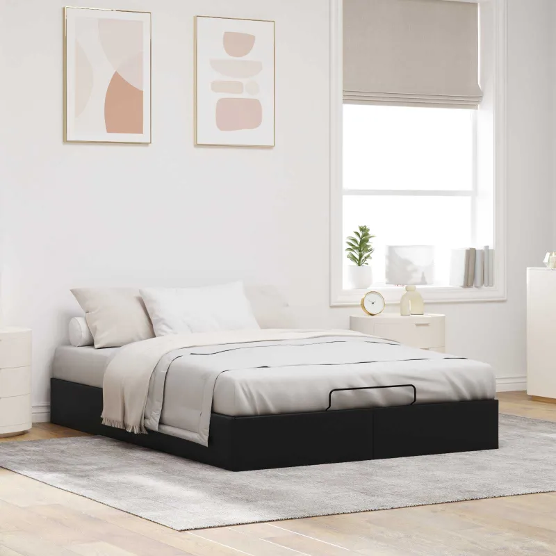 Otomano lovos rėmas Juoda 153 x 203 cm Dirbtinė oda