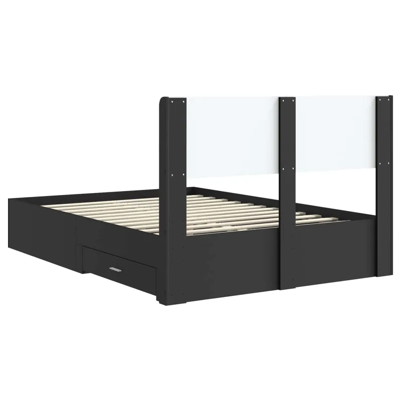 Lovos rėmas su saugojimu ir nugara Juoda 135 x 190 cm