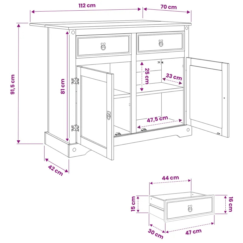 Virtuvės vežimėlis 2 pcs Medaus vaškas 112 x 70 x 91,5 cm