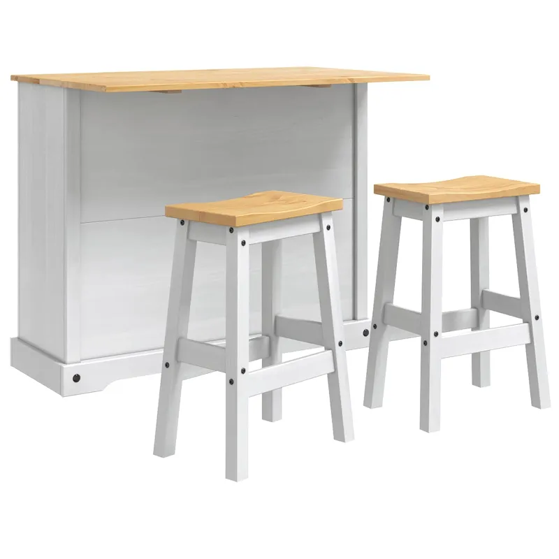 Virtuvės salos komplektas 3 pcs Balta ir medaus vašku