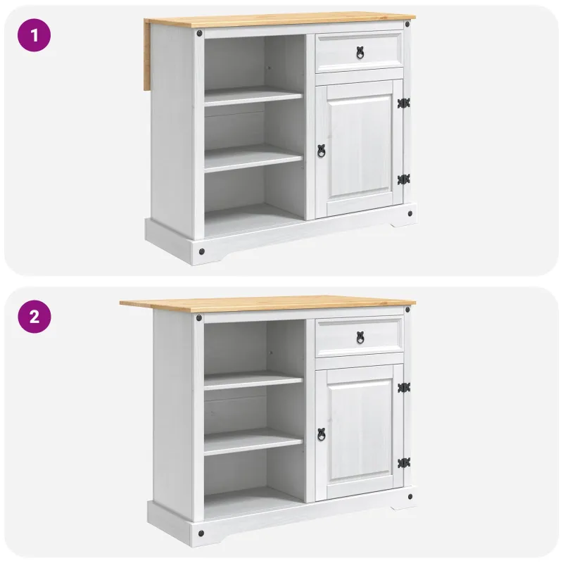 Virtuvės salos komplektas 3 pcs Balta ir medaus vašku