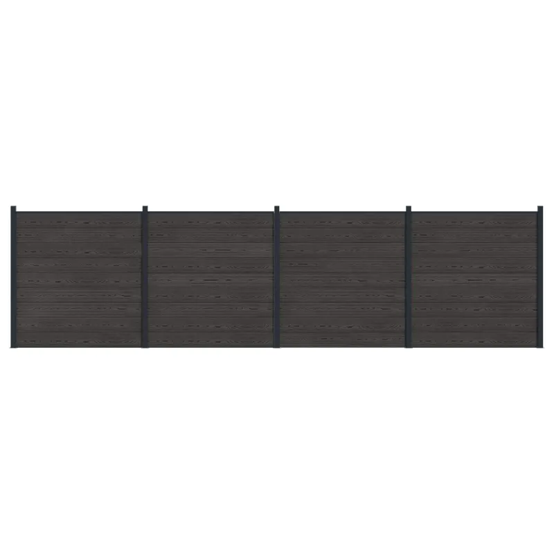 Tvoros plokštė 4 pcs WPC ir aliuminis Juoda