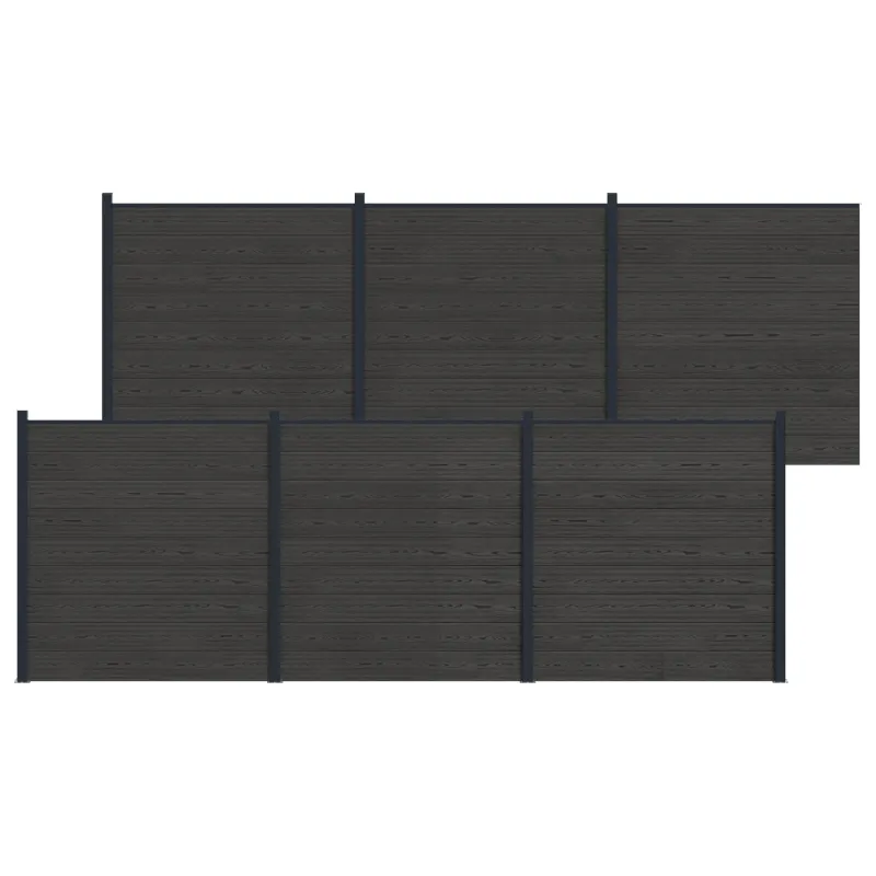 Tvoros plokštė 6 pcs WPC ir aliuminis Juoda
