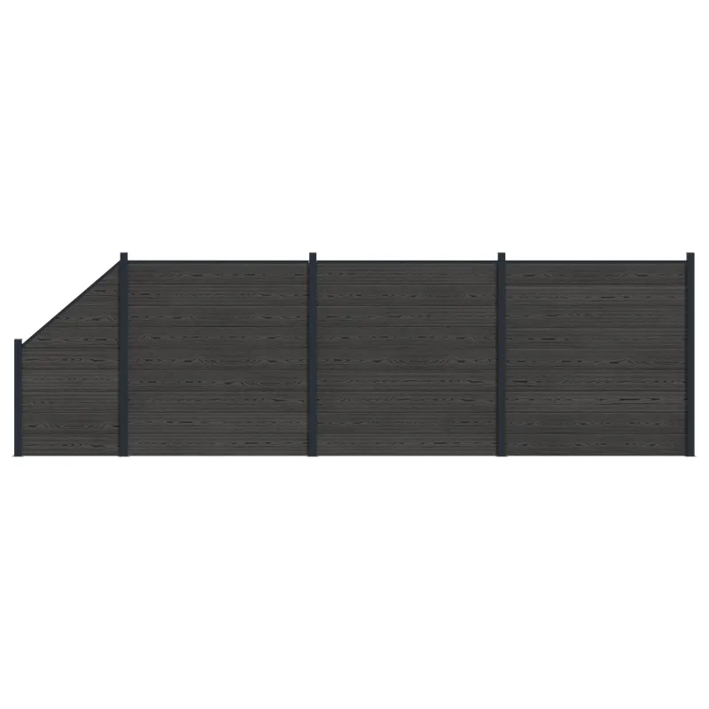 Tvoros plokštė 4 pcs WPC ir aliuminis Juoda