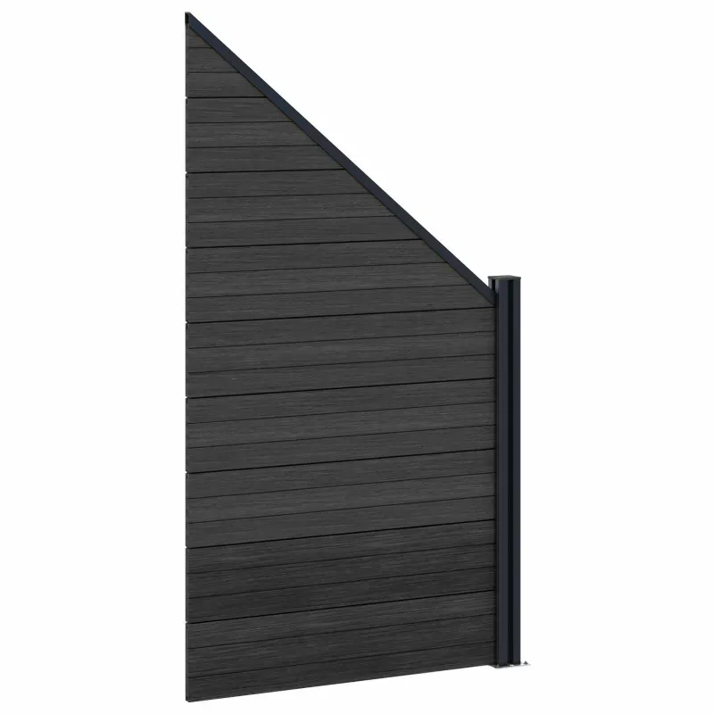 Tvoros plokštė 4 pcs WPC ir aliuminis Juoda