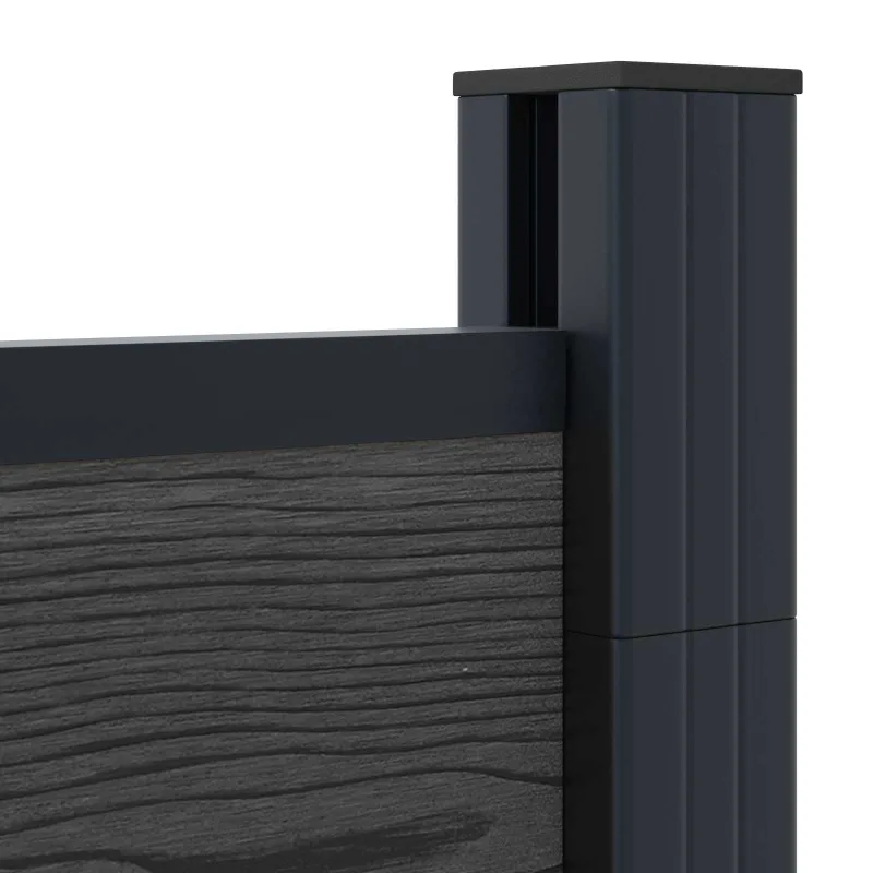 Tvoros plokštė 4 pcs WPC ir aliuminis Juoda