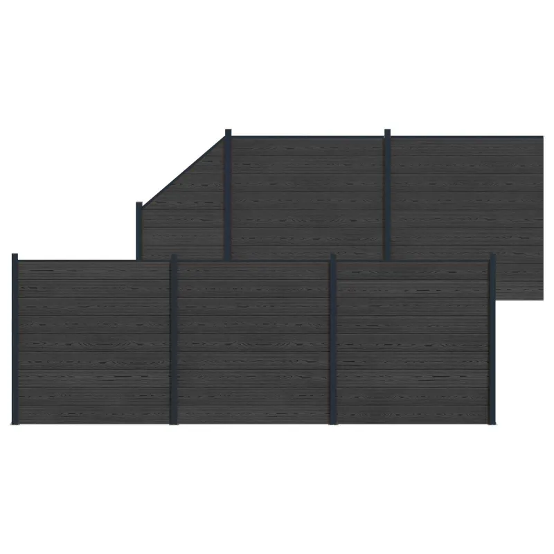 Tvoros plokštė 6 pcs WPC ir aliuminis Juoda