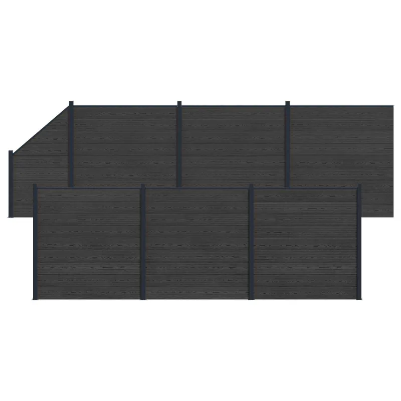 Tvoros plokštė 7 pcs WPC ir aliuminis Juoda