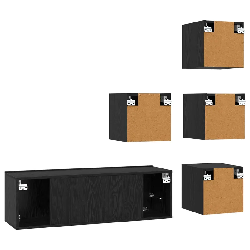 TV spintelių komplektas 5 pcs 100 x 30 x 30 cm Juodojo ąžuolo