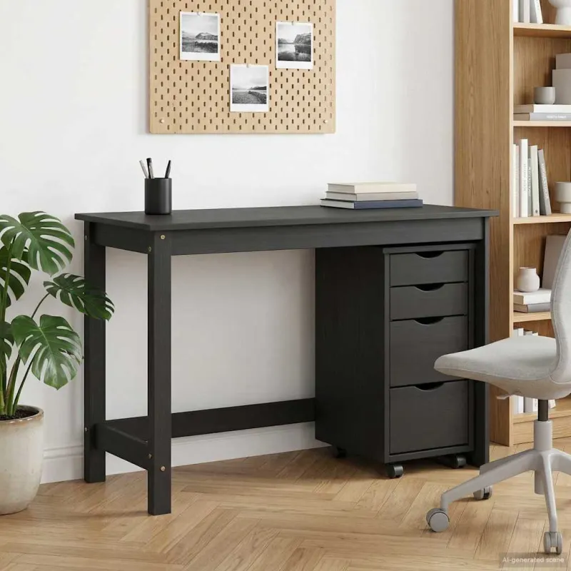 Rašomasis stalas ir riedantis kabinetas MOSS 2 pcs Juoda
