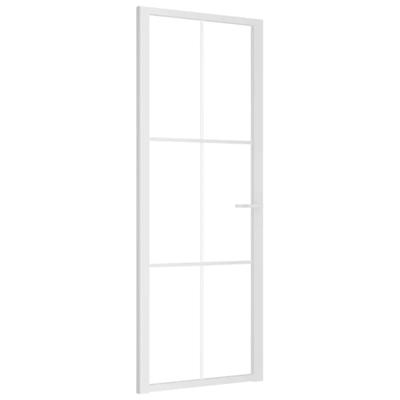 Vidaus durys, baltos, 76x201,5cm, ESG stiklas ir aliuminis