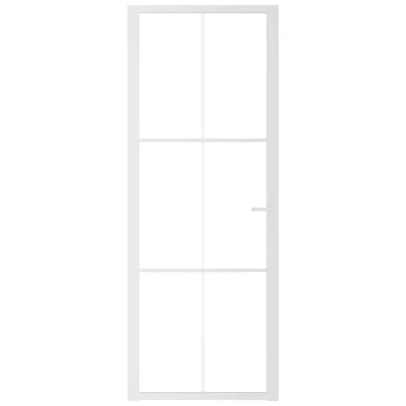 Vidaus durys, baltos, 76x201,5cm, ESG stiklas ir aliuminis