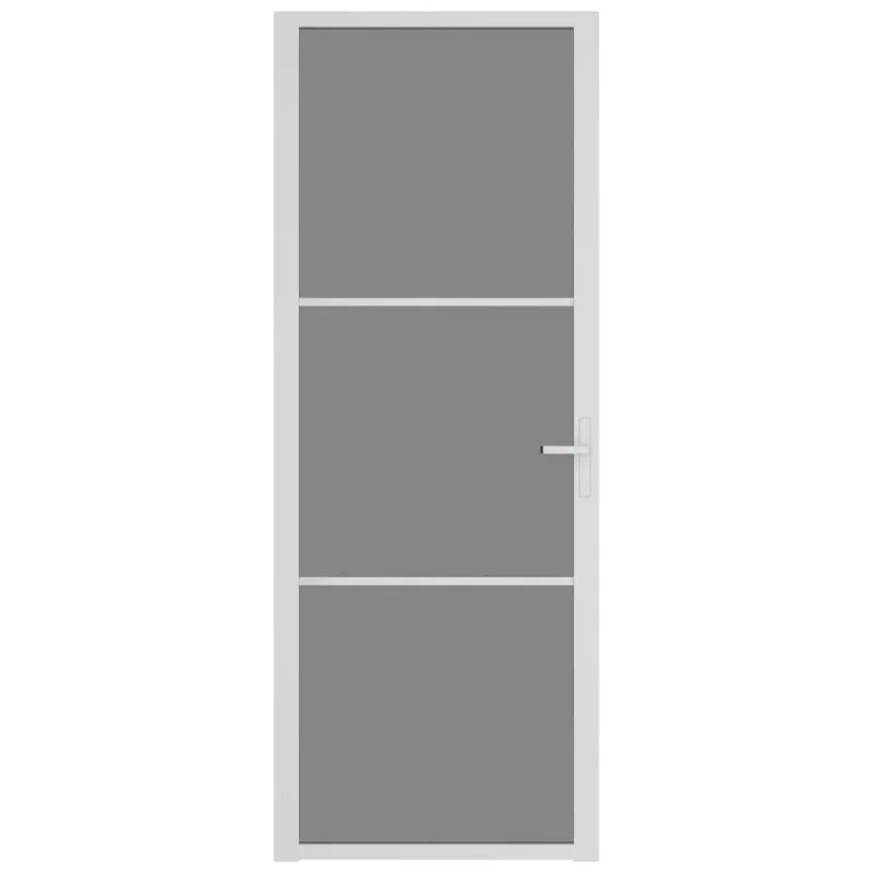 Vidaus durys, baltos, 76x201,5cm, ESG stiklas ir aliuminis