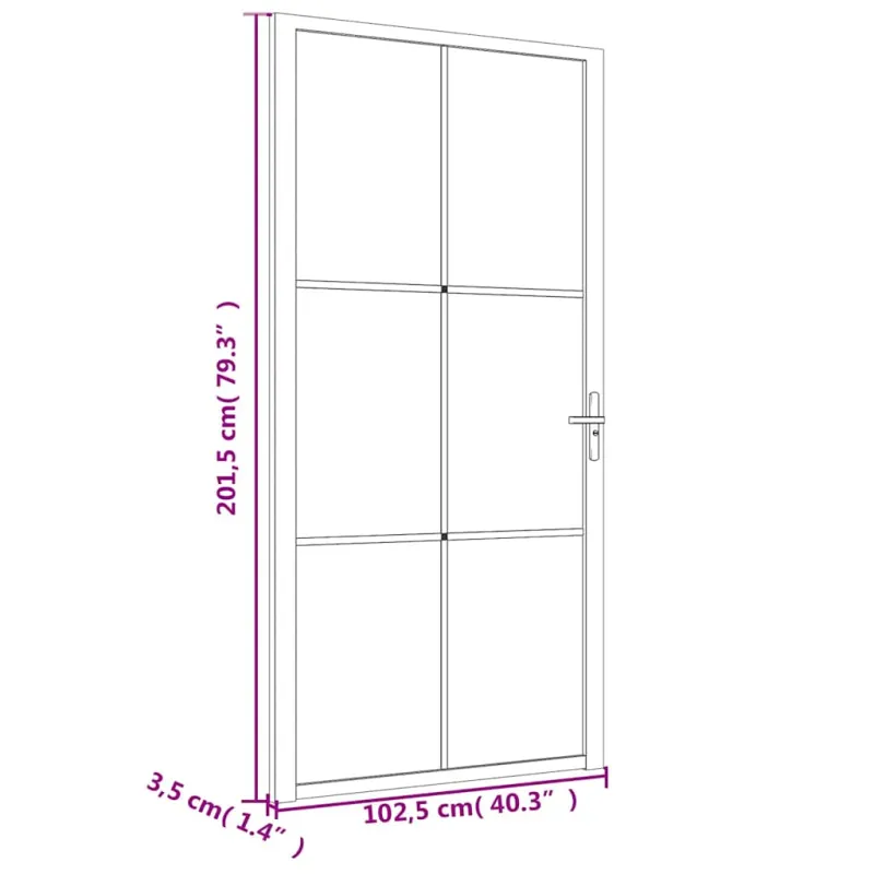 Vidaus durys, baltos, 102,5x201,5cm, ESG stiklas ir aliuminis