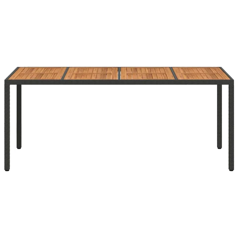 Sodo stalas Juoda 190 x 90 x 75 cm poliratanas