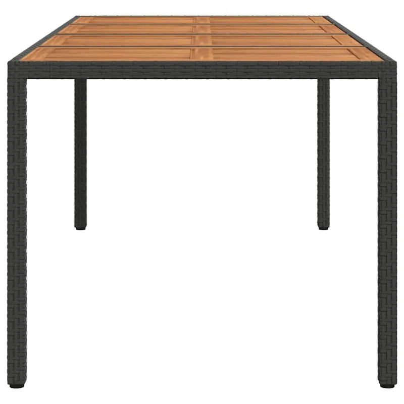 Sodo stalas Juoda 190 x 90 x 75 cm poliratanas