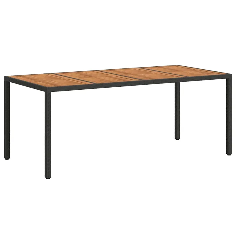 Sodo stalas Juoda 190 x 90 x 75 cm poliratanas