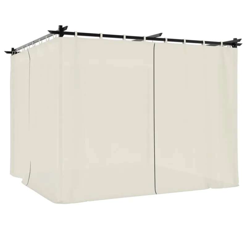 Pavėsinė su užuolaidomis, kreminės, 3x3m, plienas
