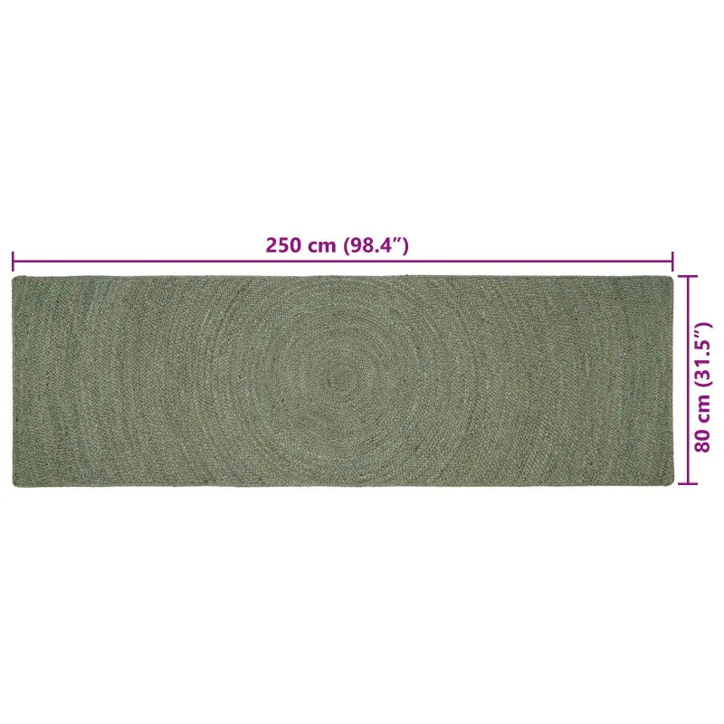 Zoninės kiliminės dangos Alyvuogių žalia 80 x 250 cm Džiutas