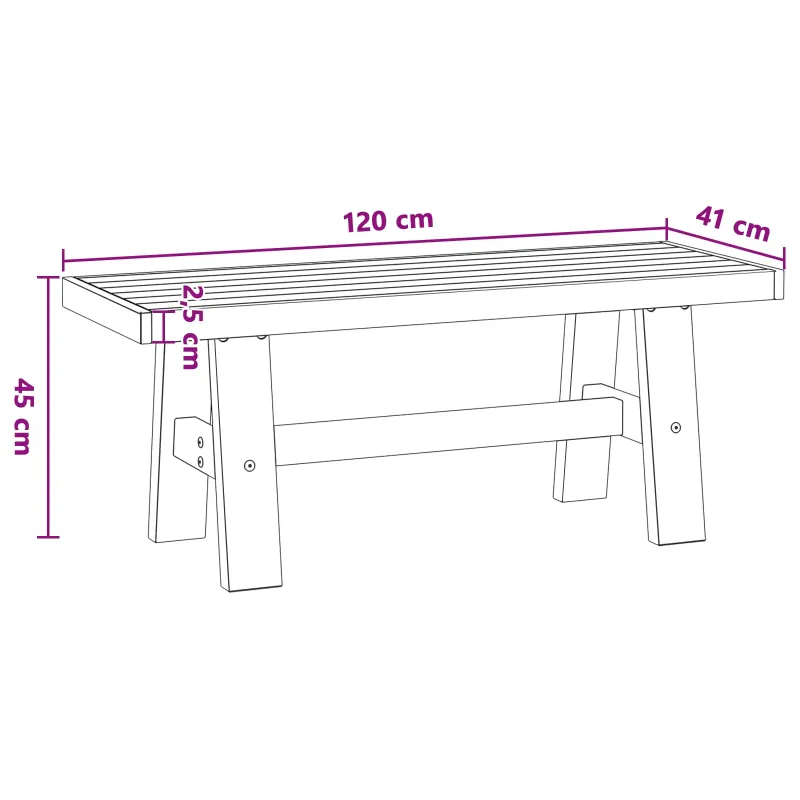 Valgomojo suolas NOAIN 120 x 41 x 45 cm Tvirtas pušies medis