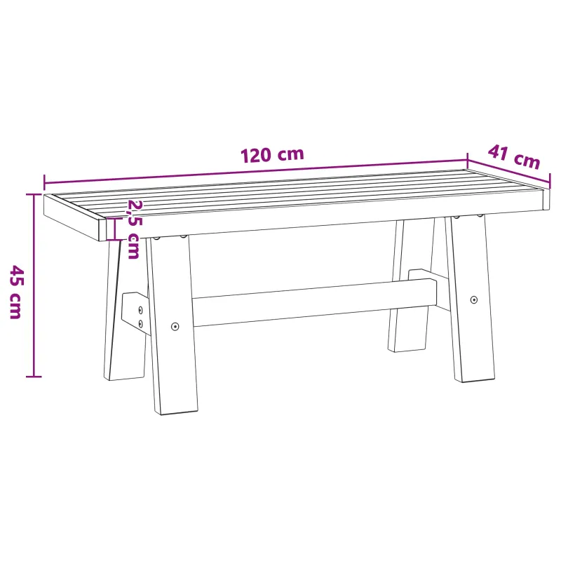 Valgomojo suolas NOAIN 120 x 41 x 45 cm Tvirtas pušies medis