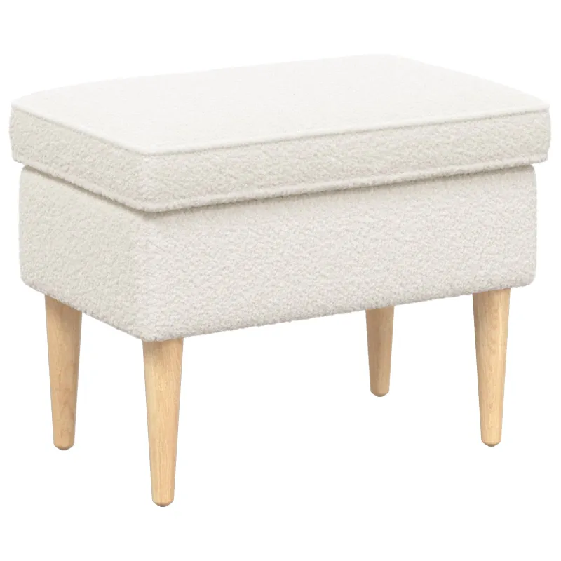 Pėdų staliukas Kreminė 55 x 35 x 41 cm Bouclé