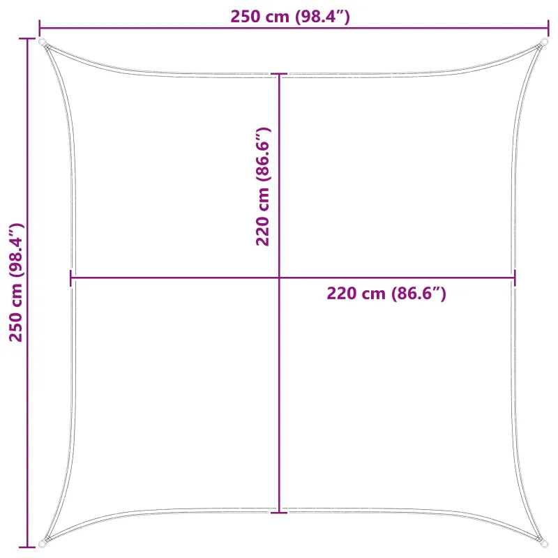 Saulės burė Mėlyna ir balta 2,5 x 2,5 m