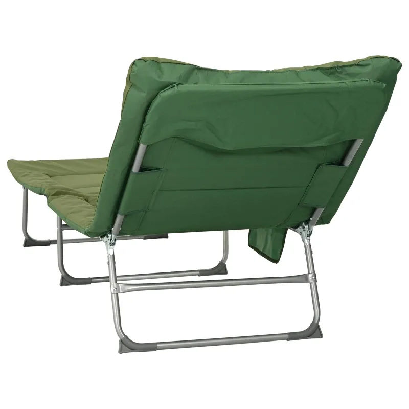 Sulankstomas saulės gultas su pagalvėle 2 pcs Tamsiai žalia