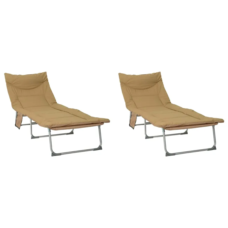 Sulankstomas saulės gultas su pagalvėle 2 pcs Smėlio