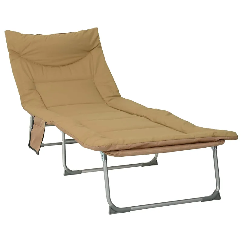 Sulankstomas saulės gultas su pagalvėle 2 pcs Smėlio