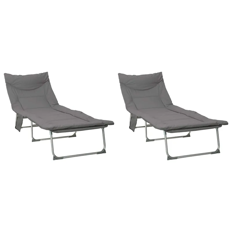Sulankstomas saulės gultas su pagalvėle 2 pcs Antracito