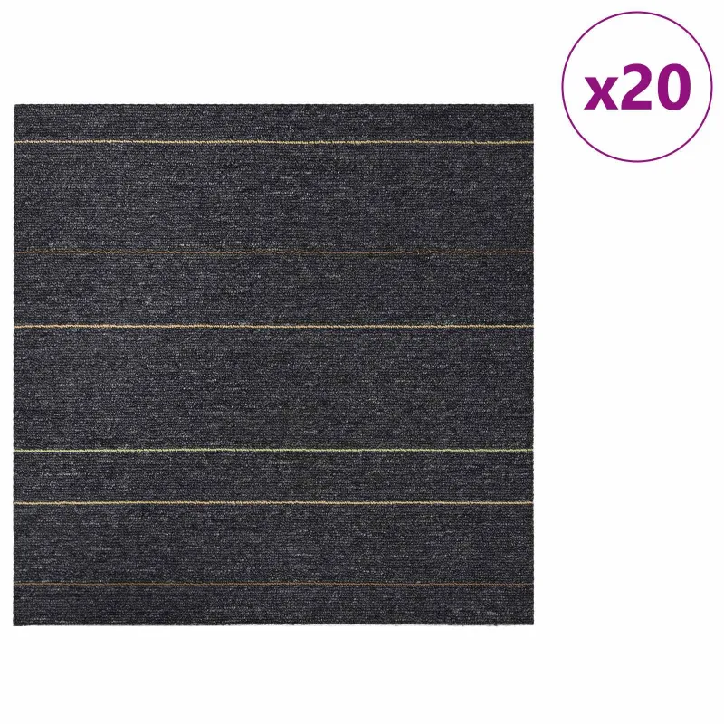 Kilimų plytelė Tamsiai pilka su juostelėmis 50 x 50 cm 20 pcs