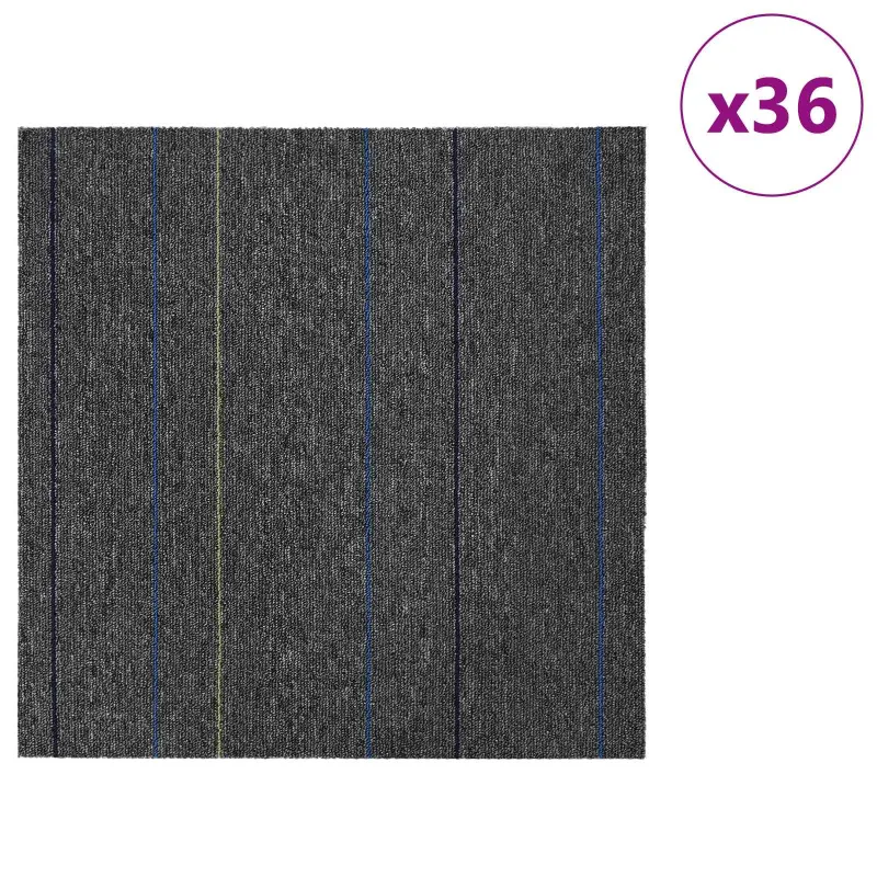 Kilimų plytelė Vidutinė pilka su juostelėmis 50 x 50 cm 36 pcs
